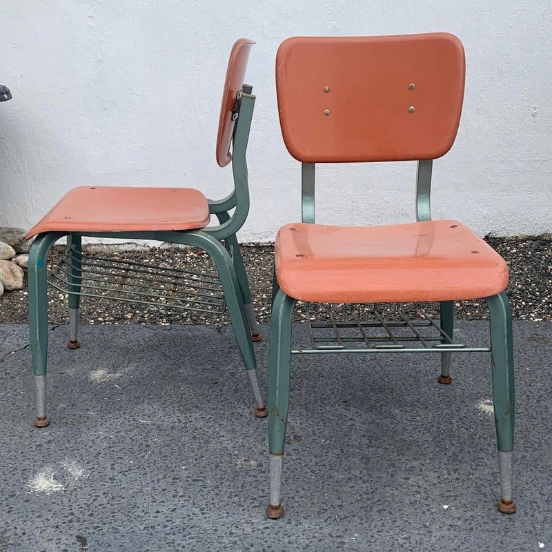 1940s Pair of Fiberglass School Desk Chairs