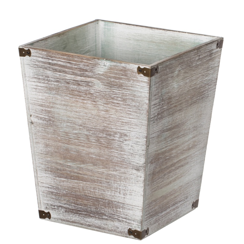 2.65 Gallons Solid Wood Open Waste Basket