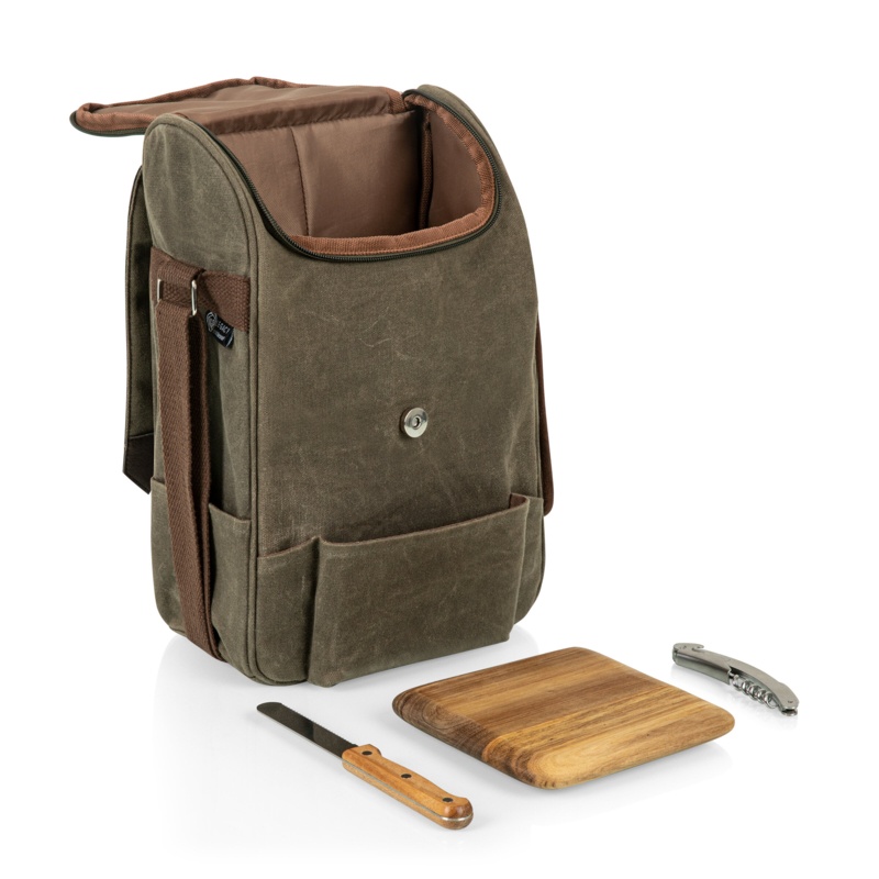 2 Bottle Insulated Wine and Cheese Cooler with Cheese Board Carrier
