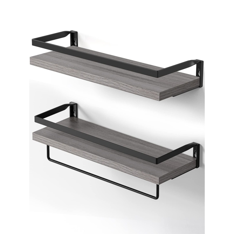 2 Piece Floating Shelf with Towel Bar