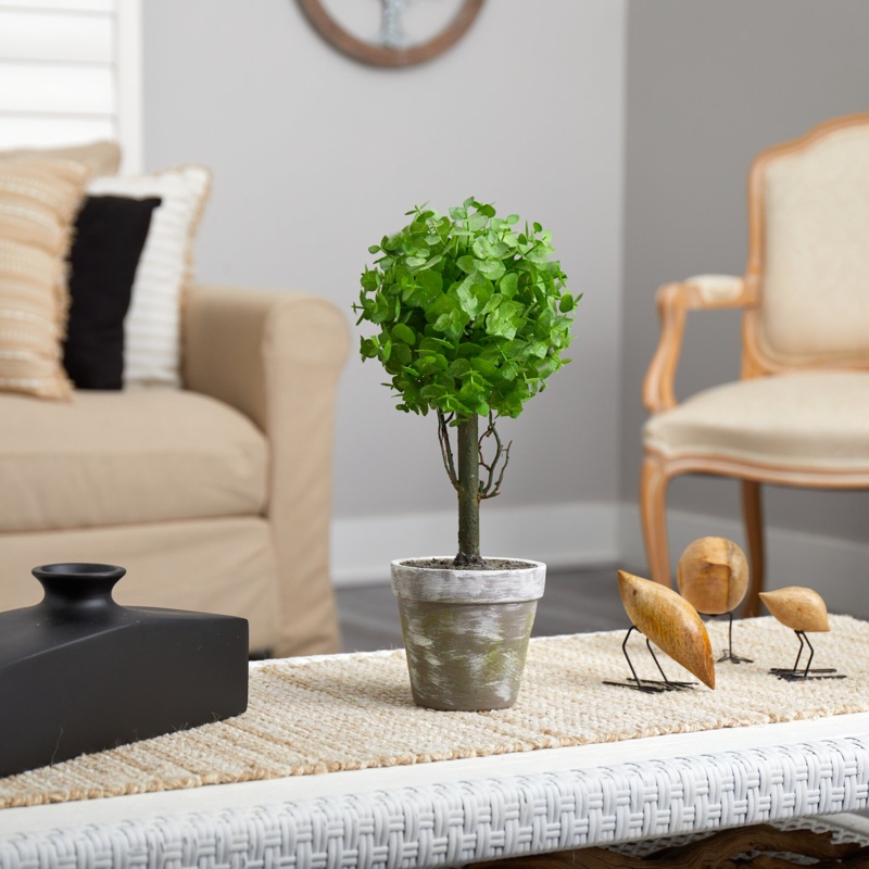 24'' Faux Eucalyptus Topiary in Planter