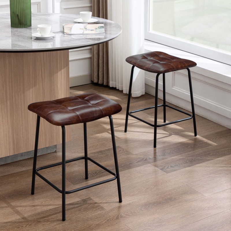 24" Faux Leather Counter Stool