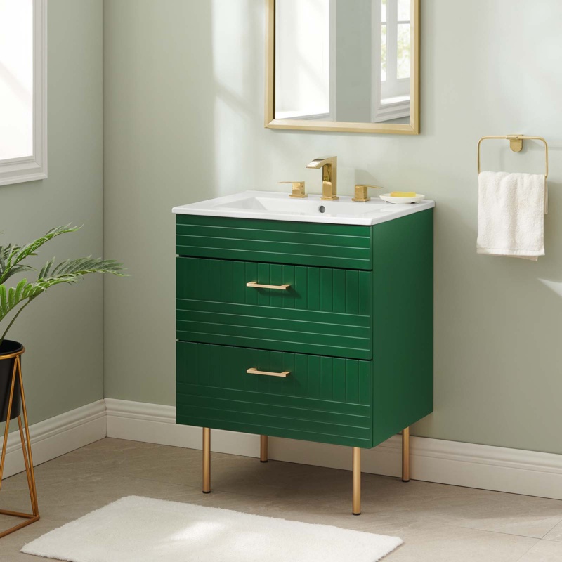 24'' Free Standing Single Bathroom Vanity with Ceramic Top