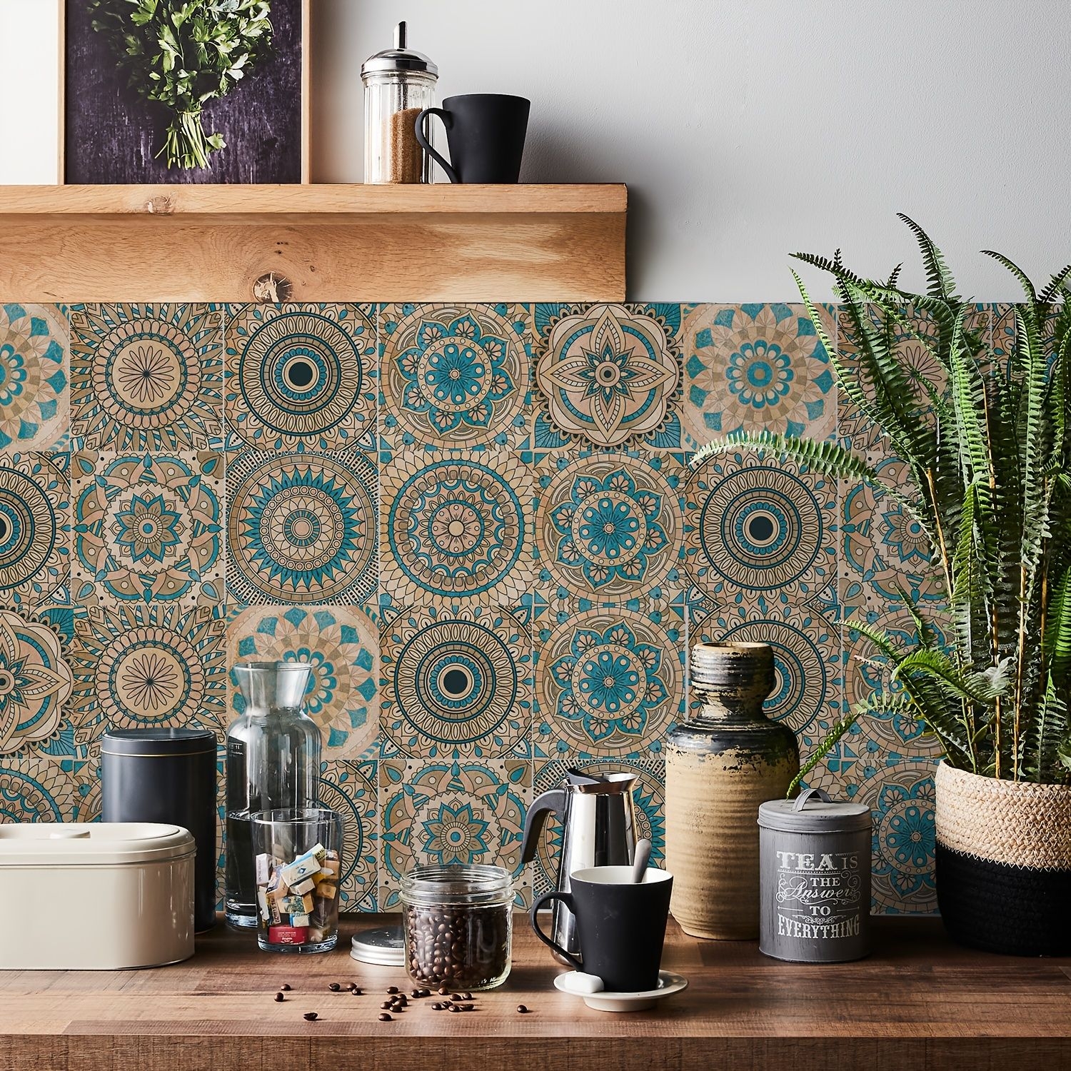24pcs Wasserdichte Und Verschleifeste Wandsticker, Boho-Stil Mbeldekoration Sticker, Kreative Bunte Kchen- Und Schlafzimmerrenovierung Fliesensticker