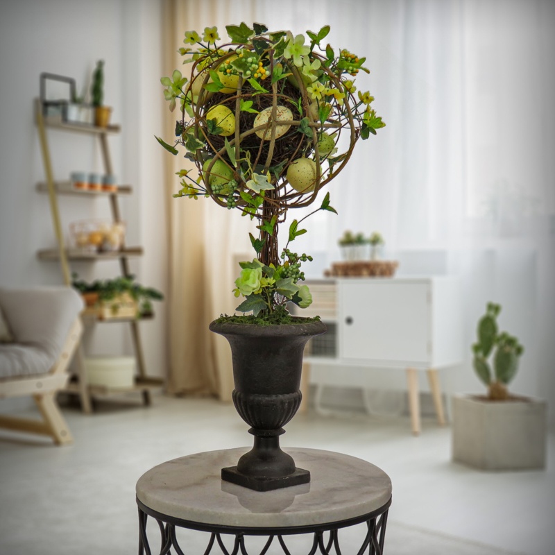 26'' Faux Flowering Topiary in Urn