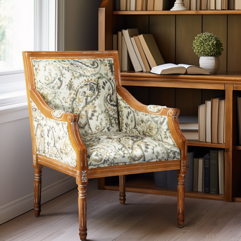 28.7'' W Upholstered Solid Wood Armchair