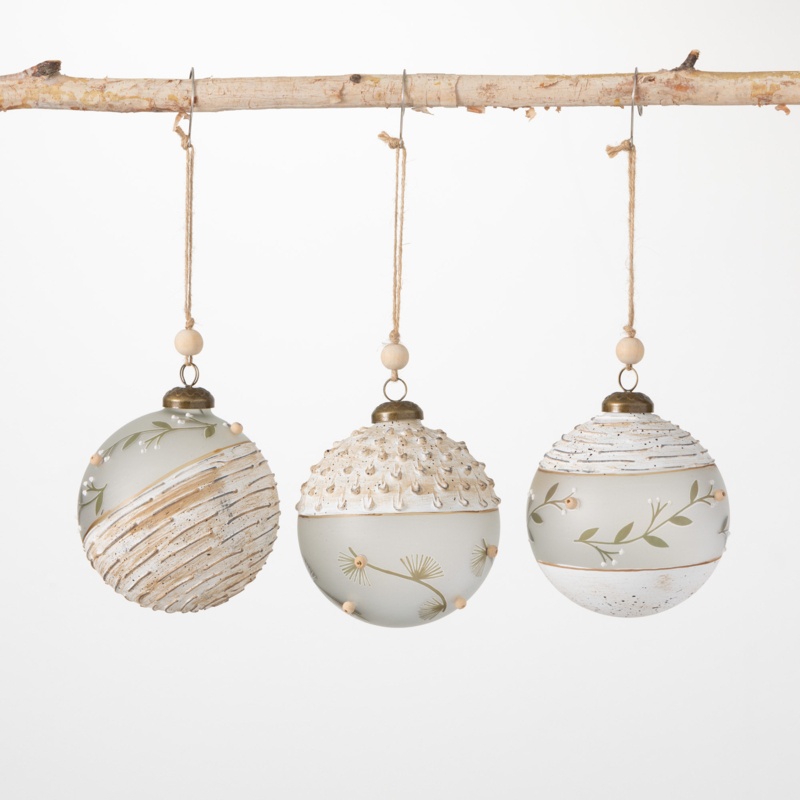 3 Piece Nature Inspired Ball Ornament Set
