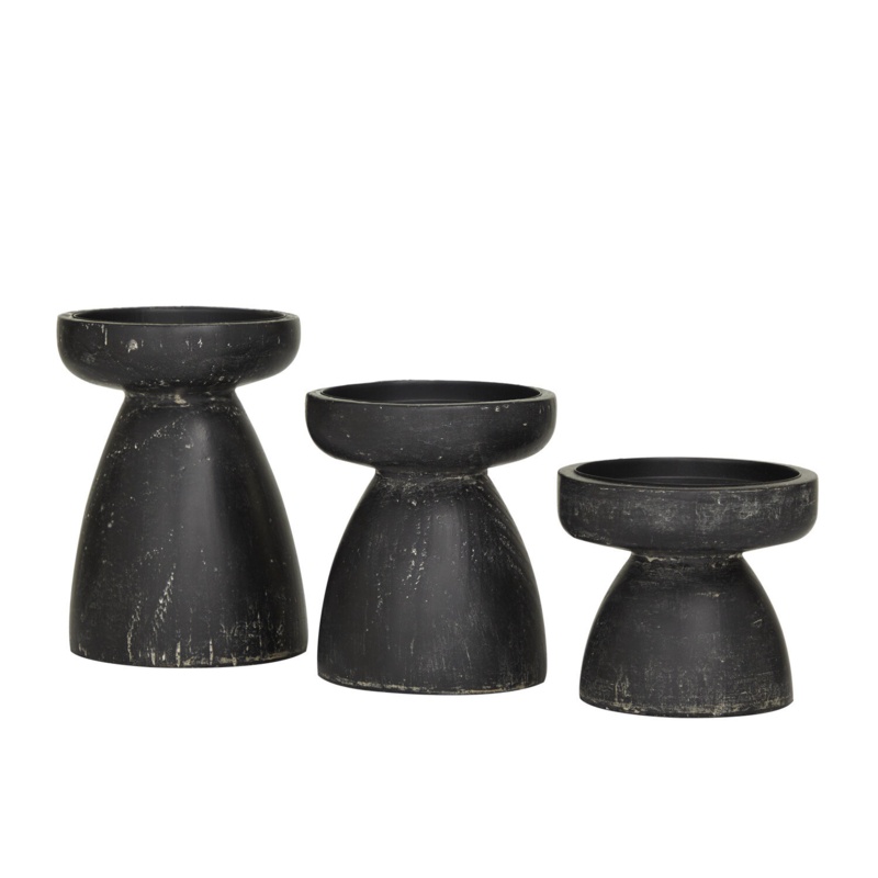 3 Piece Wood Tabletop Candlestick Set