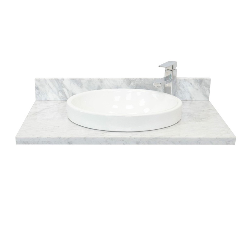 31'' Marble Single Vanity Top with Sink Faucet Holes