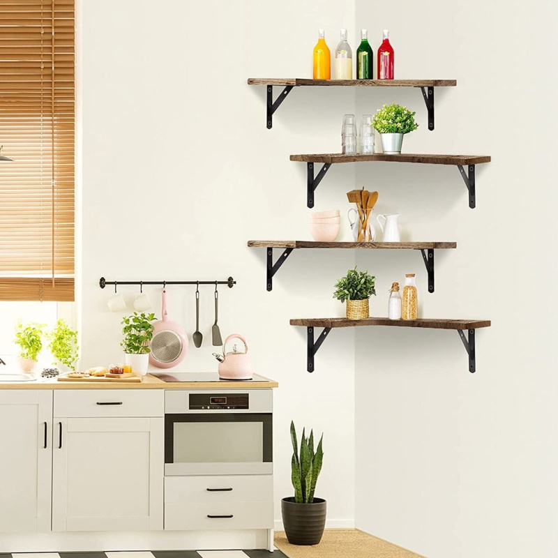 4 Piece Solid Wood Floating Shelf