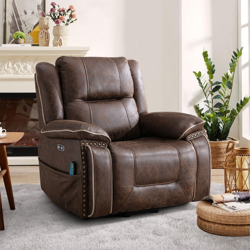 41'' Wide Super Soft And Oversize Dual Motor Power Lift Assist Heat & Massage Recliner With Headrest