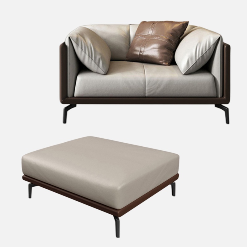 46.06" W Genuine Leather Chair and a Half and Ottoman
