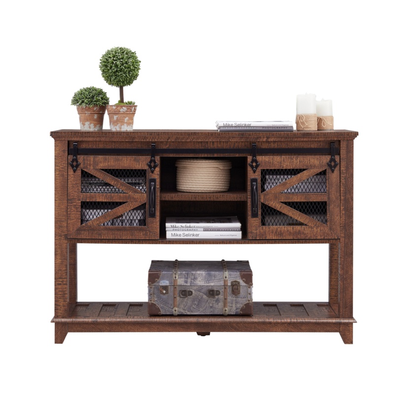 46" Entryway Table w/ Sliding Barn Doors, Adjustable for Entryway, Hallway, Living Room