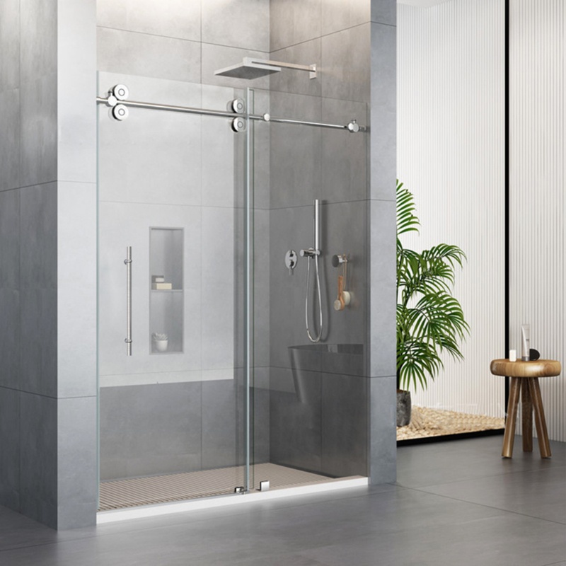48" - 54" W x 76" Single Sliding Frameless Shower Door with Clear Glass
