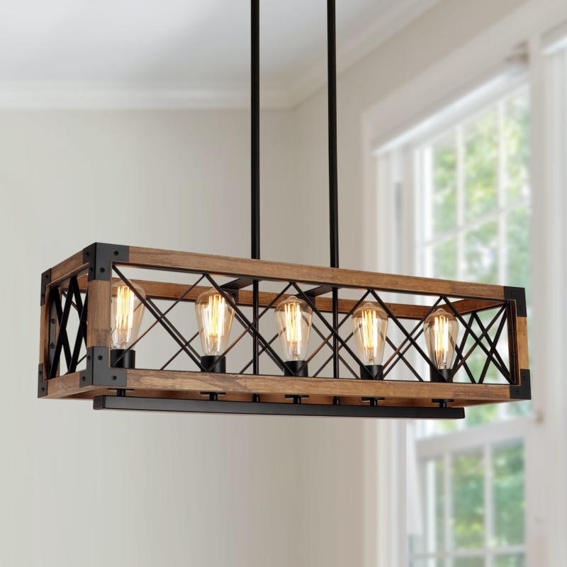 5 - Light Kitchen Island  Lighting Fixture Rectangle Pendant Dining Room Chandelier