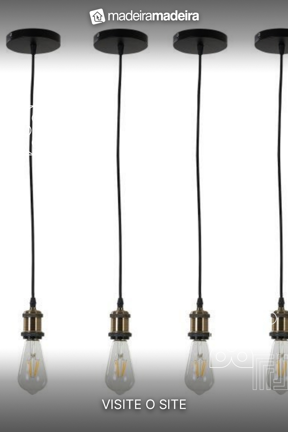 5 Pendente Industrial Ouro Velho Retro Fio 1,8m Mesa Ace18