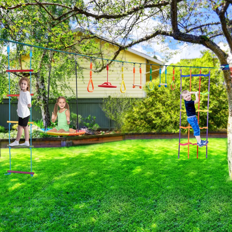 50FT Ninja Warrior Obstacle Course Sauser Swing Set