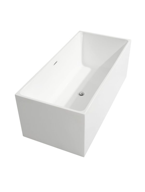 59” x 28.7” Freestanding Acrylic Soaking Bathtub, Stand Back to Wall or Corner Bathroom Tub