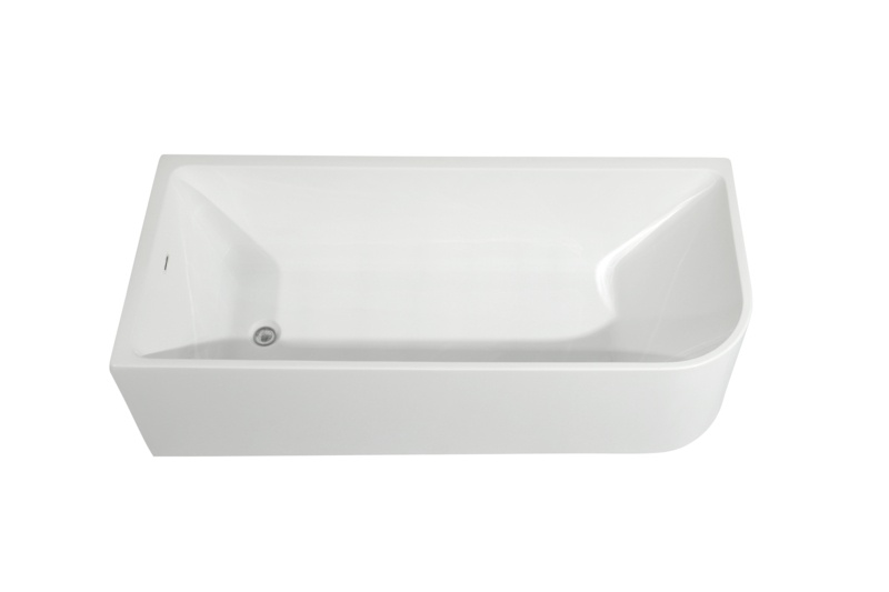 59” x 28.7” Freestanding Corner Bathtub, Left Drain Stand Alone Acrylic Bathroom Tub