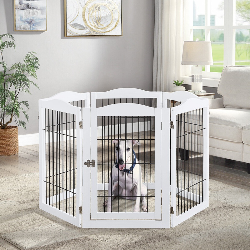 6 Panel Exercise Playpen Free Standing Pet Gate