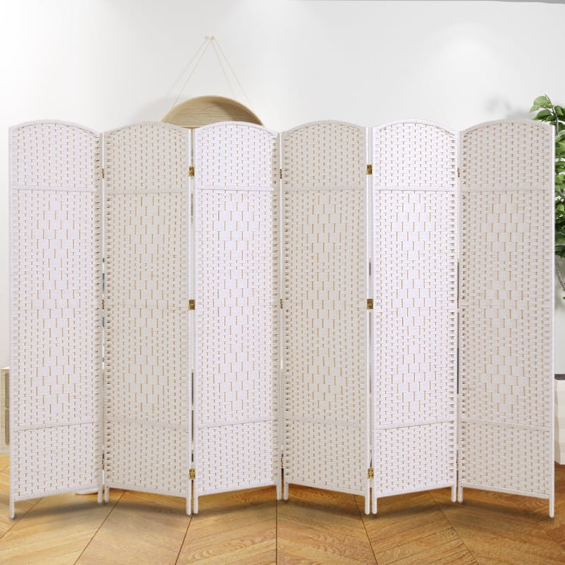 6 Panel Room Divider 6Ft Freestanding Double Hinged Folding Screen 19.5" Wide Room Dividers Woven