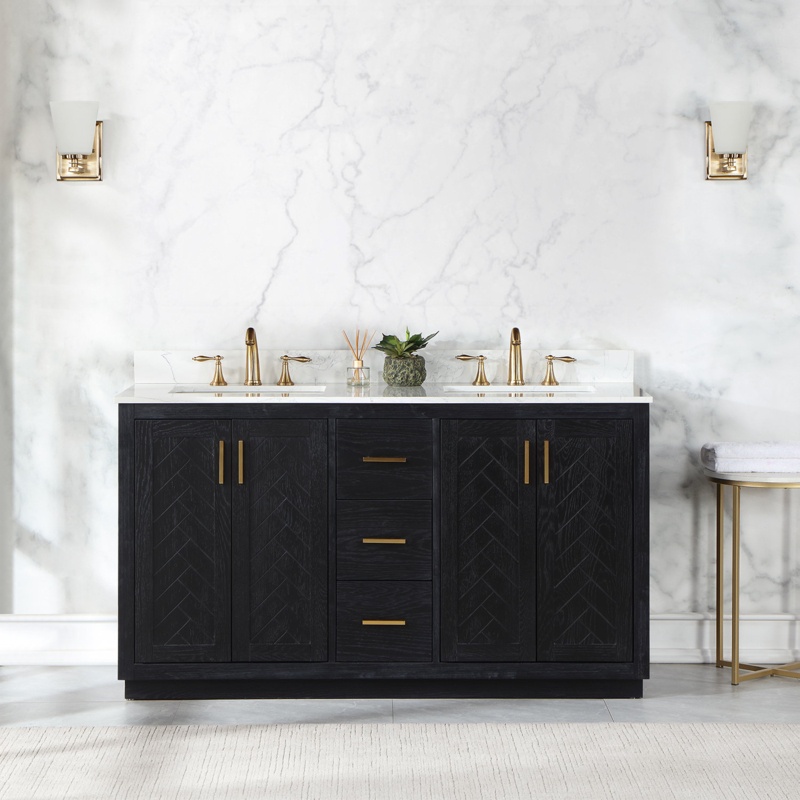 60'' Free Standing Double Bathroom Vanity with Cultured Marble Top