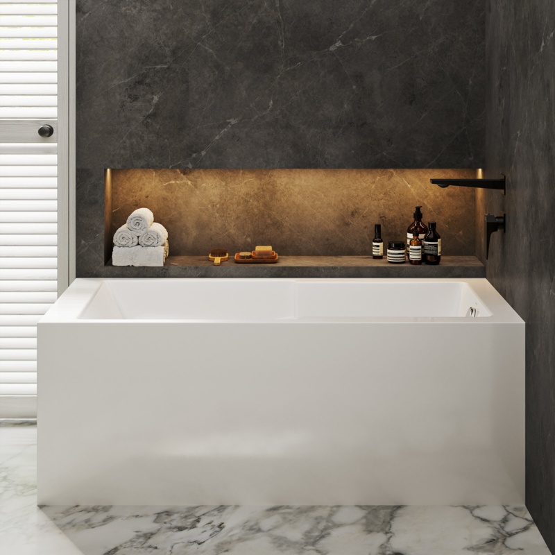 61"x 33"Alcove/Tile in Soaking Acrylic Bathtub