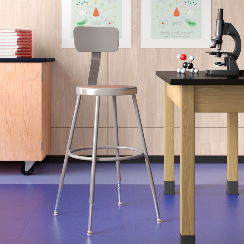 6200 Series Backed Adjustable Height Ergonomic Lab Stool with Footring