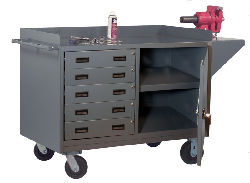 65'' W Steel Top Workbench with Wheels