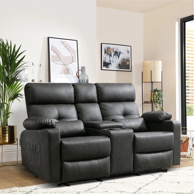 68.9" Pillow Top Arm Reclining Loveseat Power Loveseat Recliner with Heat and Massage For Living Room