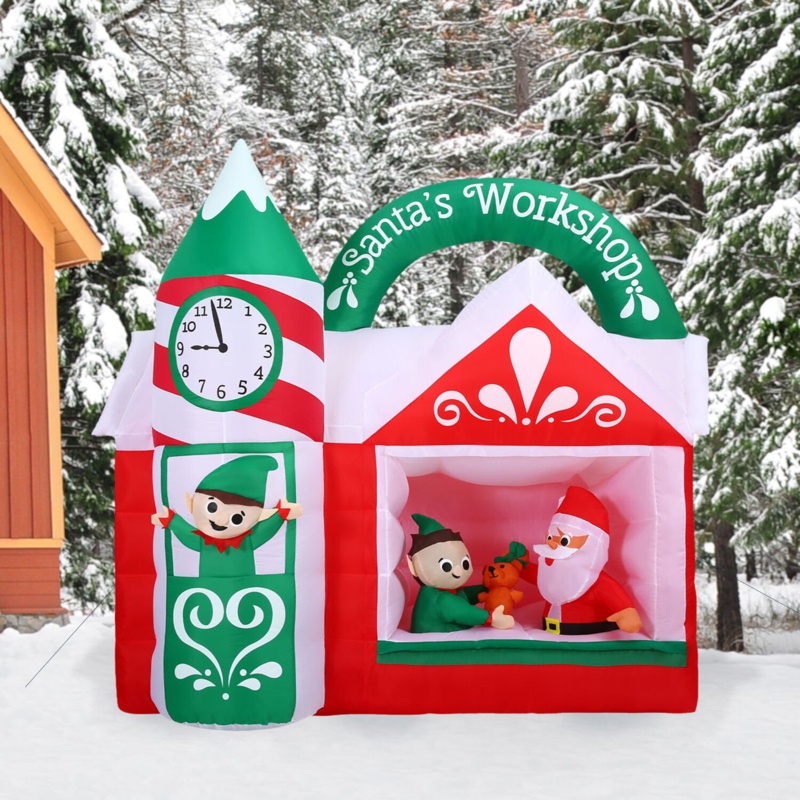 7-Ft. Pre-Lit Inflatable Santa's Workshop