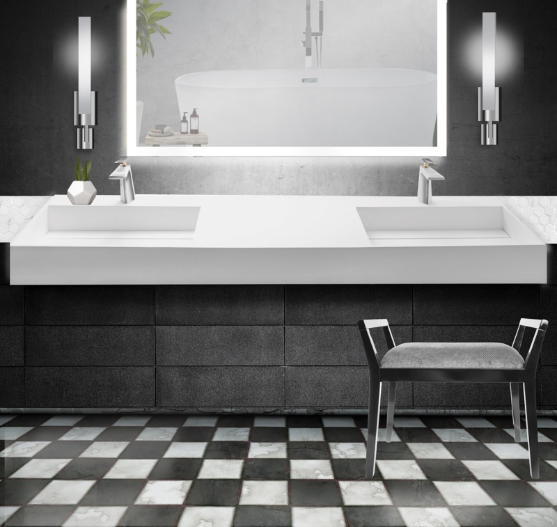 72" Rectangular Wall-Mounted Bathroom Sink