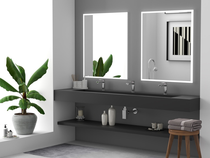 84" Large Solid Surface Rectangular Wall Mount Bathroom Sink