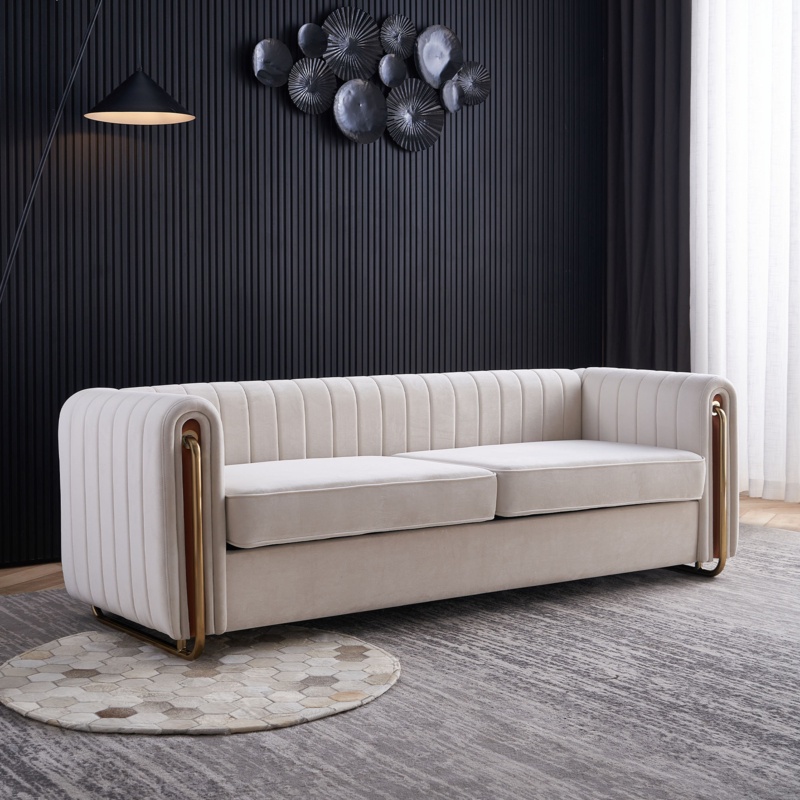 84" Velvet Tufted Upholstered Sofa