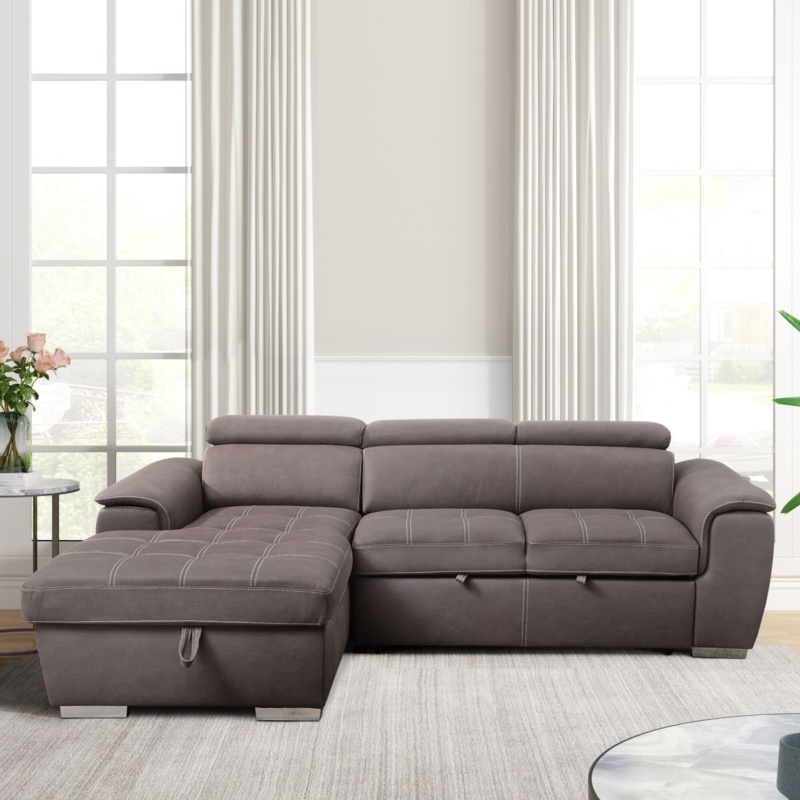 98" Wide Faux leather Reversible Sleeper Corner