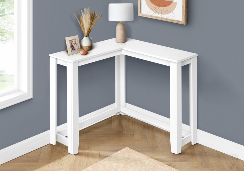 Accent Table, Console, Entryway, Narrow Corner, Living Room, Bedroom, Laminate, White, Contemporary