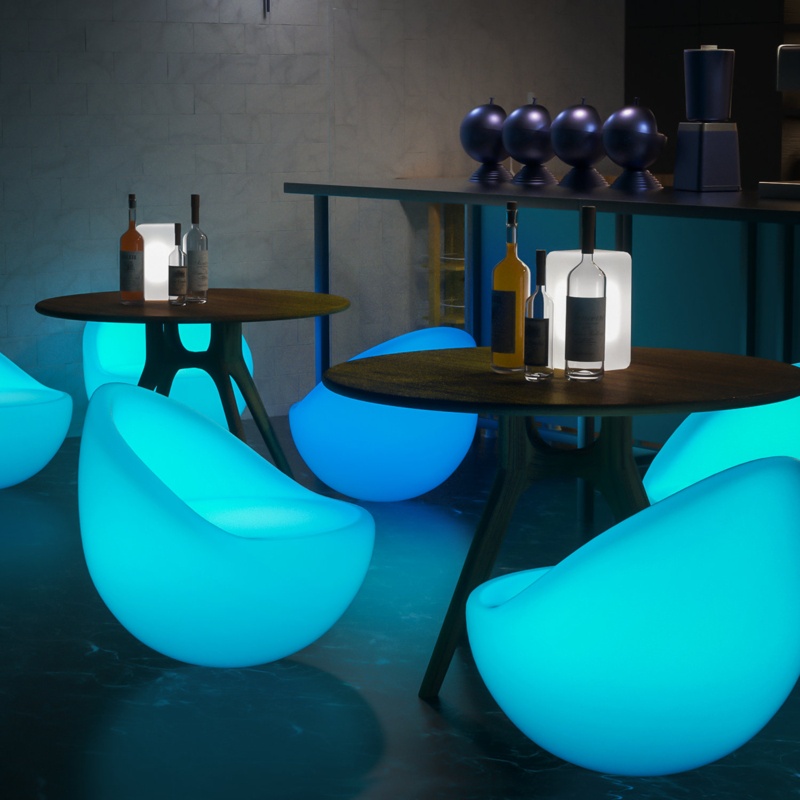 Acord Egg Shape LED Light Up Chair Modern Lighting Seat RGB 16 Color Changing Bucket Chair with Remote