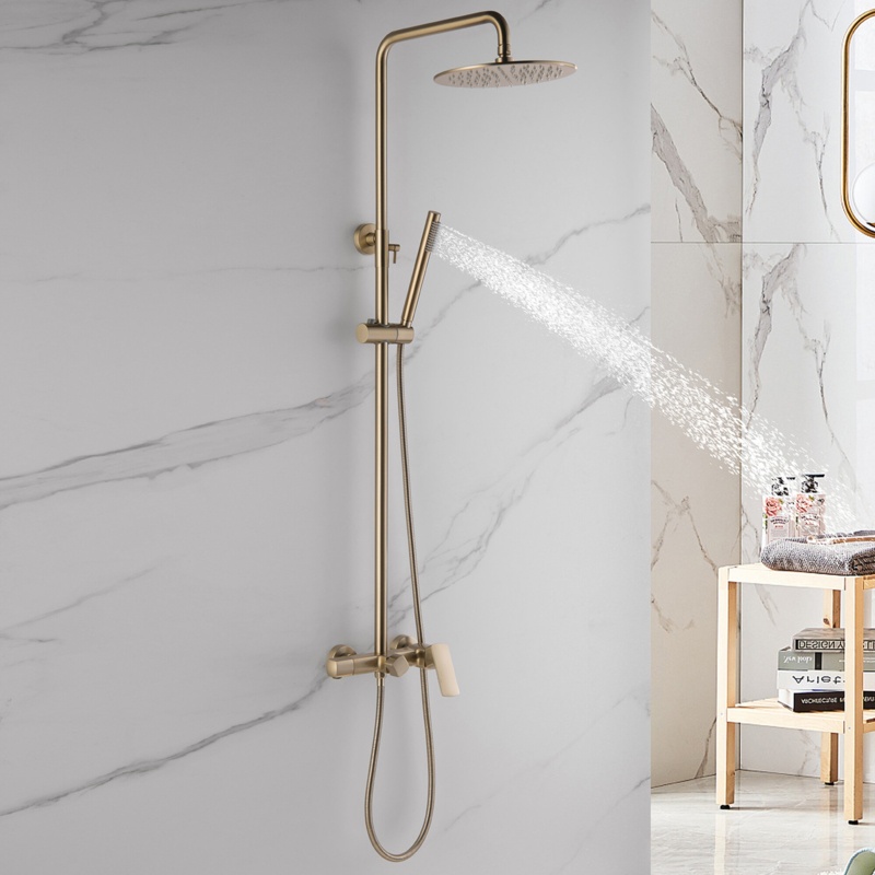 Adjustable Height Slide Bar Shower Faucet Set With Tub Spout, Luxury Brass Complete Shower System With Rough-In Valve