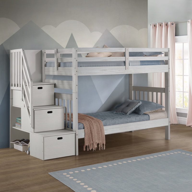Ahmia Kids Twin Over Twin Bunk Bed with Drawers
