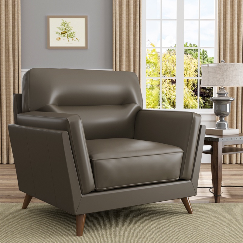 Aichele Genuine Leather Upholstered Single Sofa Chair for Living Room