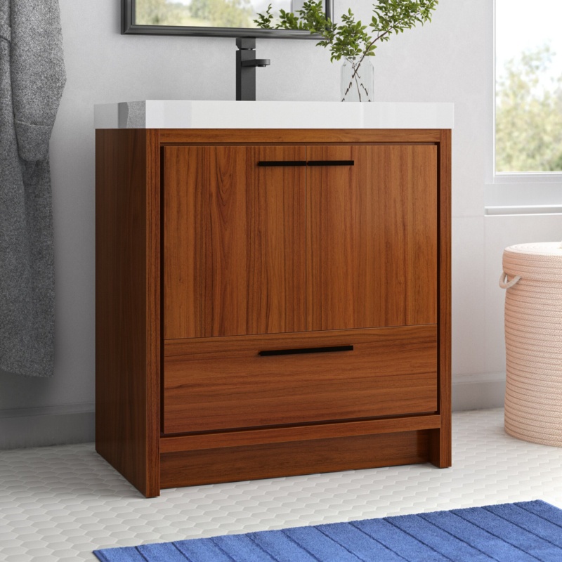 Albers 30'' Free Standing Single Bathroom Vanity with Resin Top