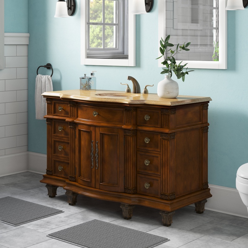 Albieris 48'' Free Standing Single Bathroom Vanity with Marble Top