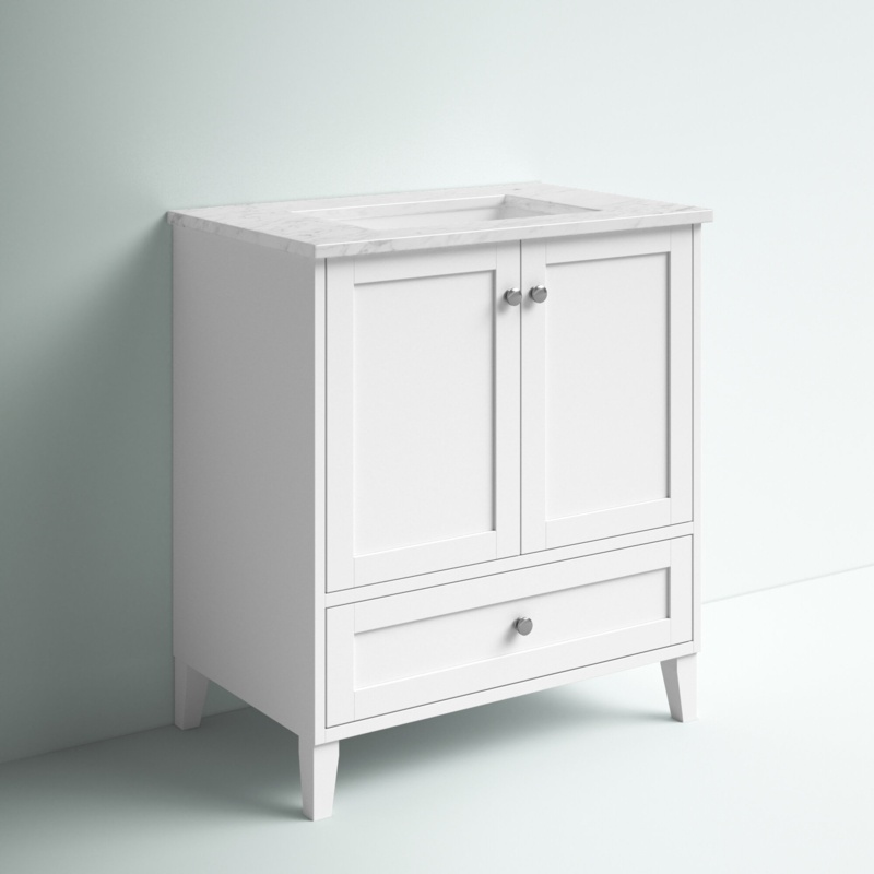 Aleta 30'' Single Bathroom Vanity with Engineered Marble Top
