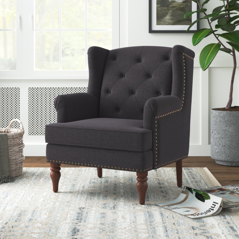 Alexyz 29.5" W Tufted Polyester Wingback Chair
