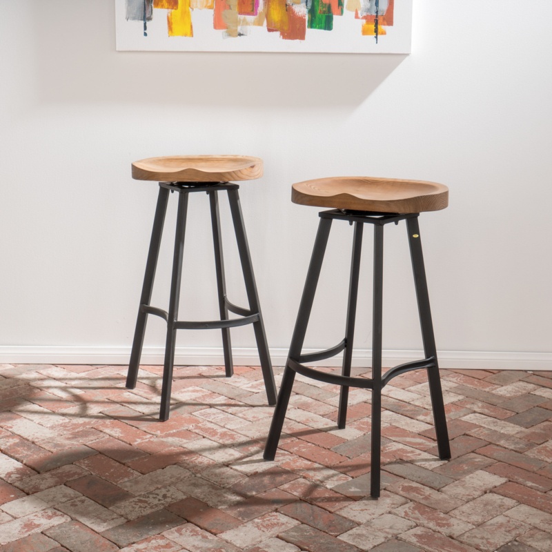 Alfonza Swivel Solid Wood 31.5'' Bar Stool