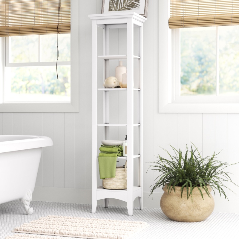 Allare 13" x 63" Freestanding Linen Tower, White