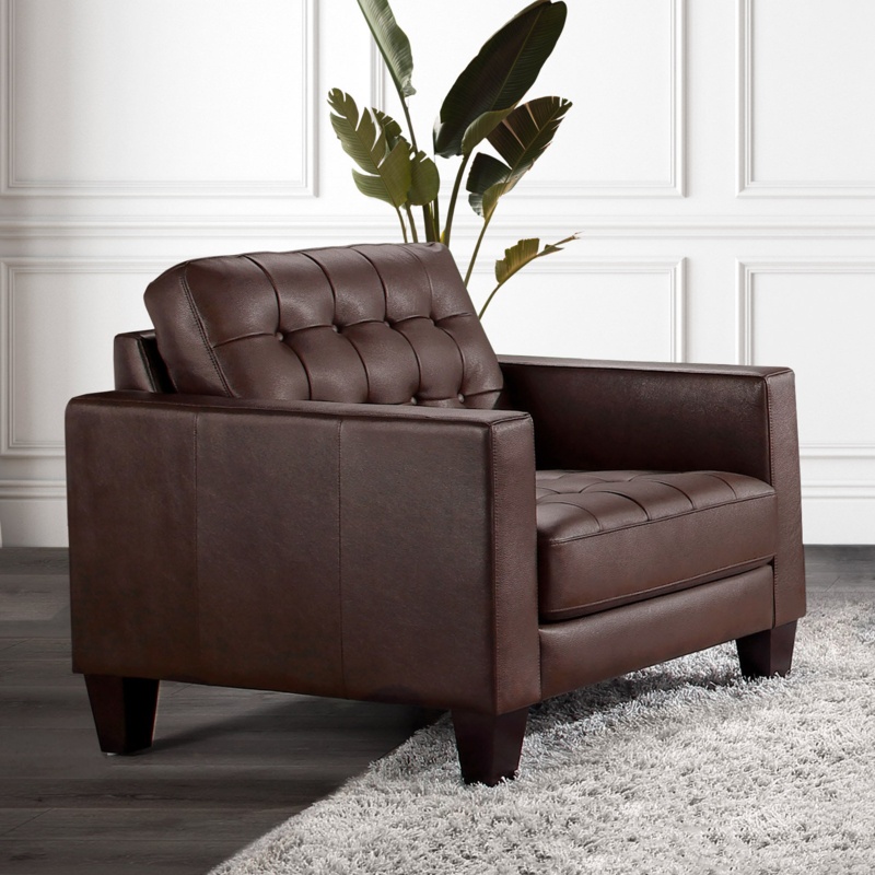 Alleghanyville 38" W Tufted Top Grain Leather Armchair