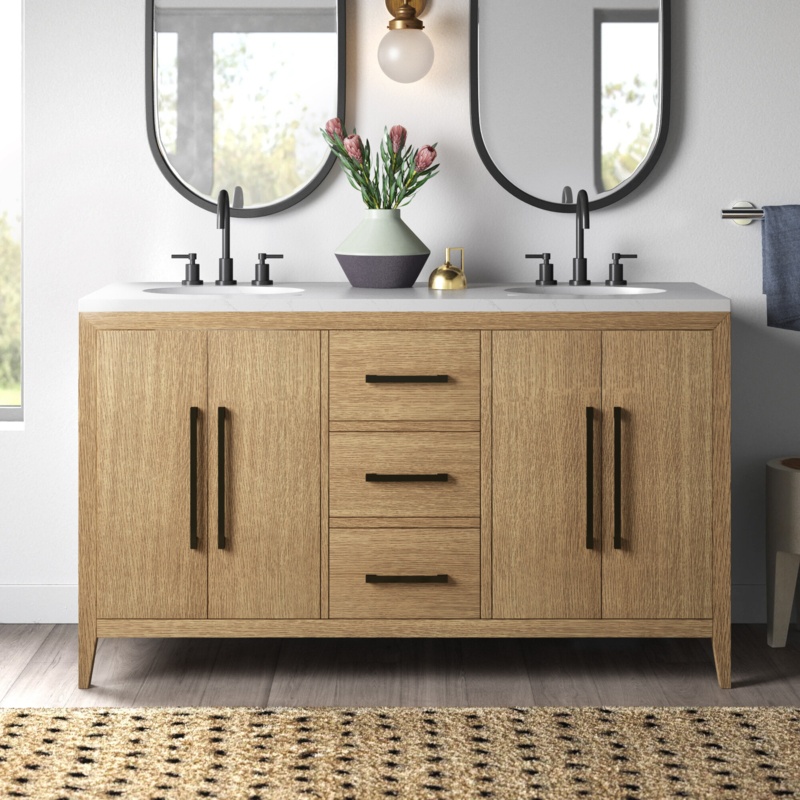 Alsup 60'' Free Standing Double Bathroom Vanity with Top