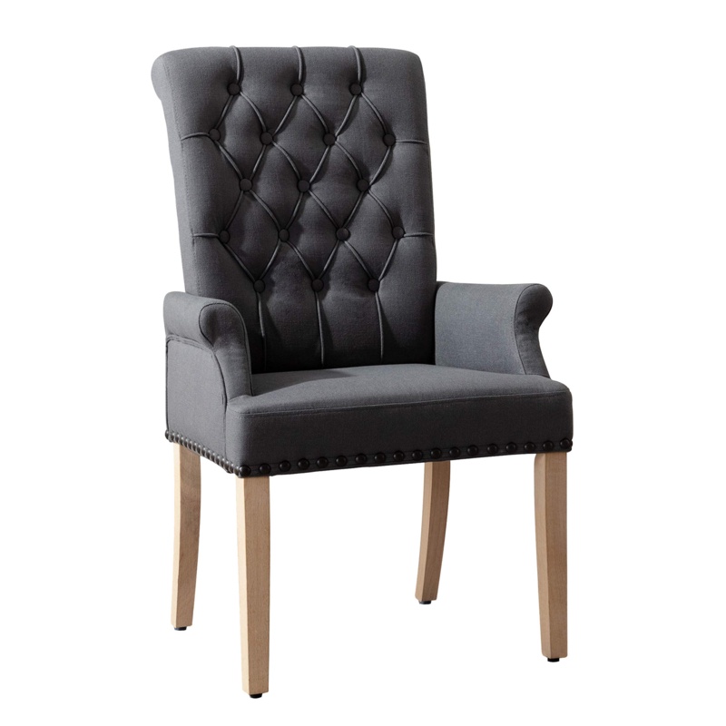 Amdad Tufted Linen Solid Back Arm Chair