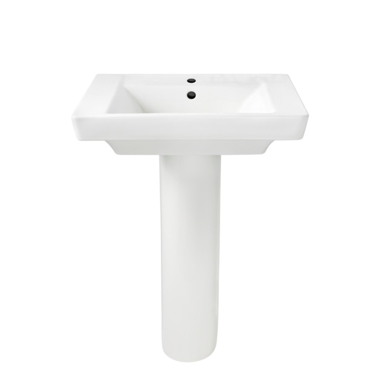 American Standard Boulevard White Vitreous China Rectangular Pedestal Bathroom Sink with Overflow